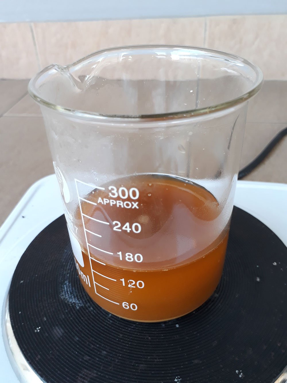 Hydrolysis of iron sulfate turns the solution brown.