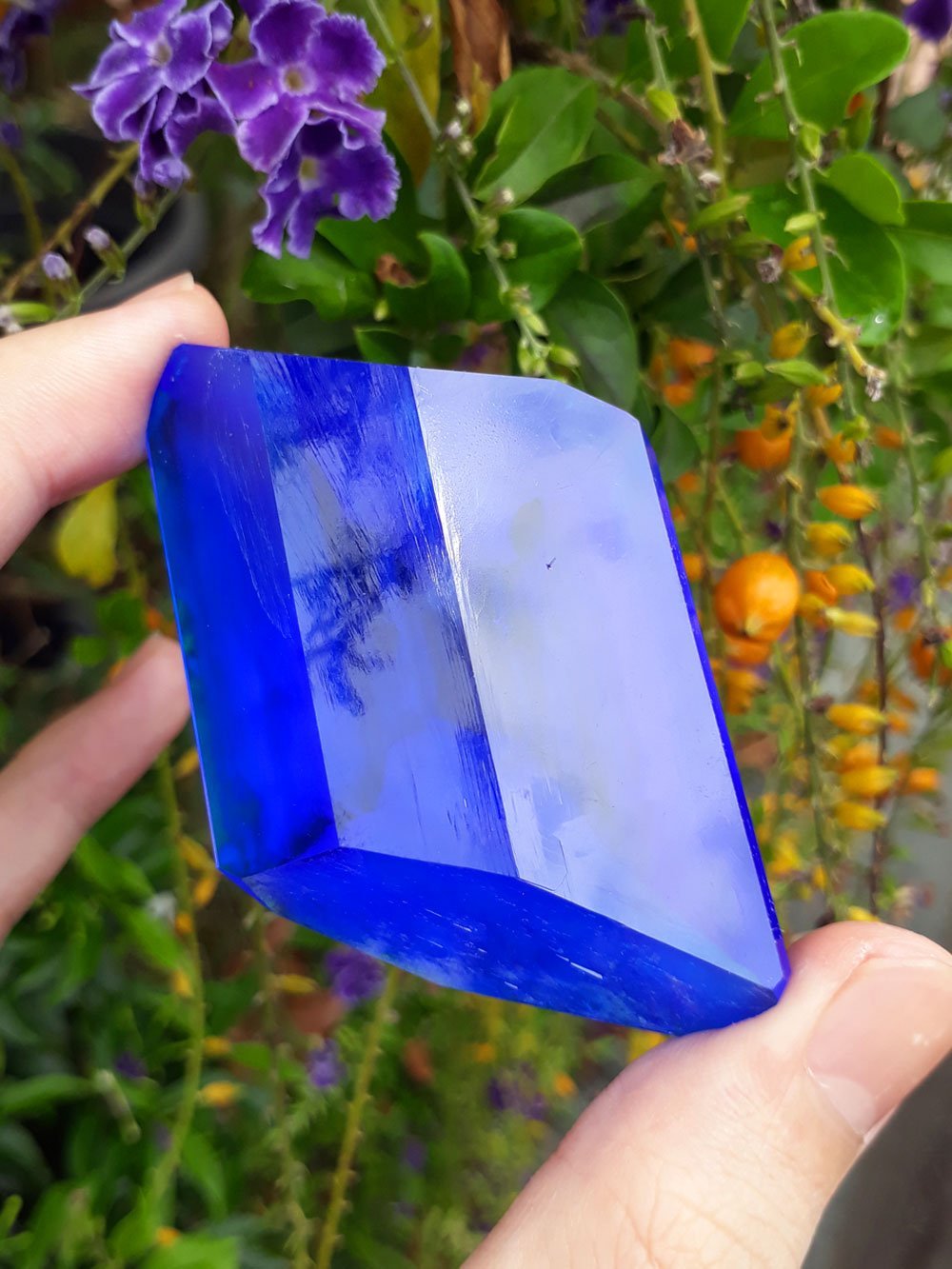 A large copper sulfate crystal