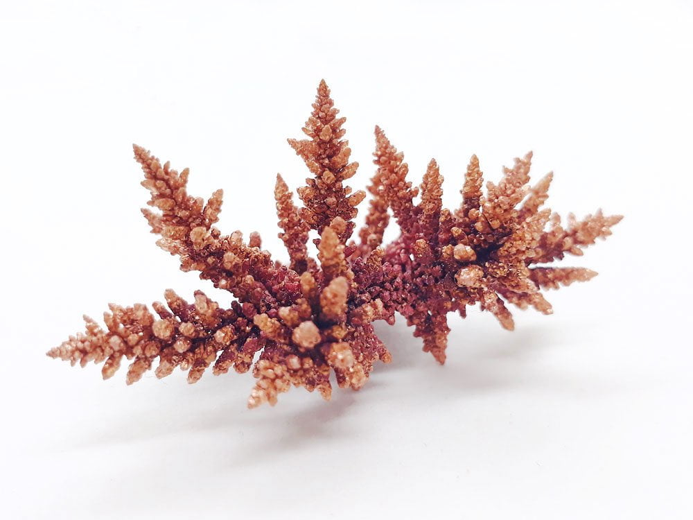 Spiky pure copper metal crystals