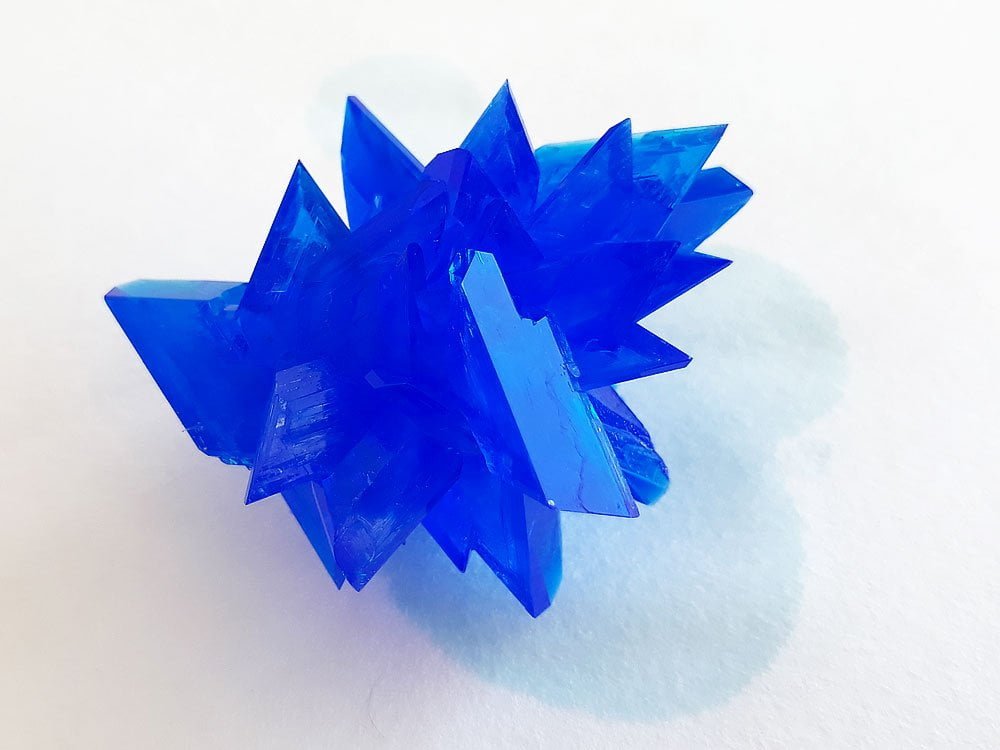 A cluster of copper sulfate crystals