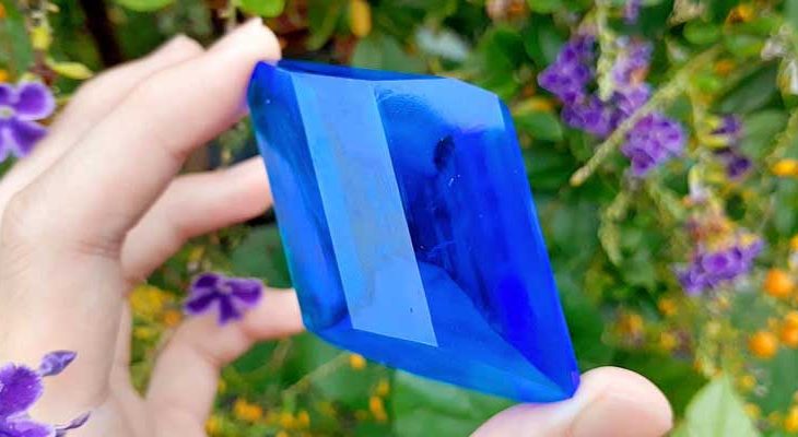 a large copper sulfate crystal