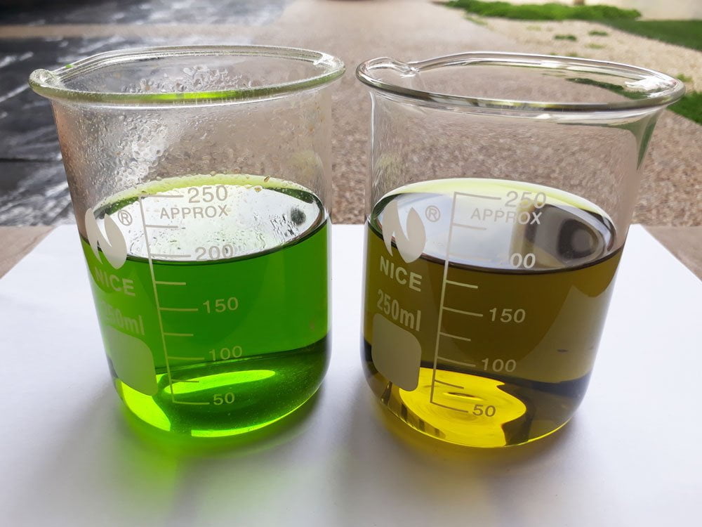potassium ferrioxalate solution with and without excess oxalic acid