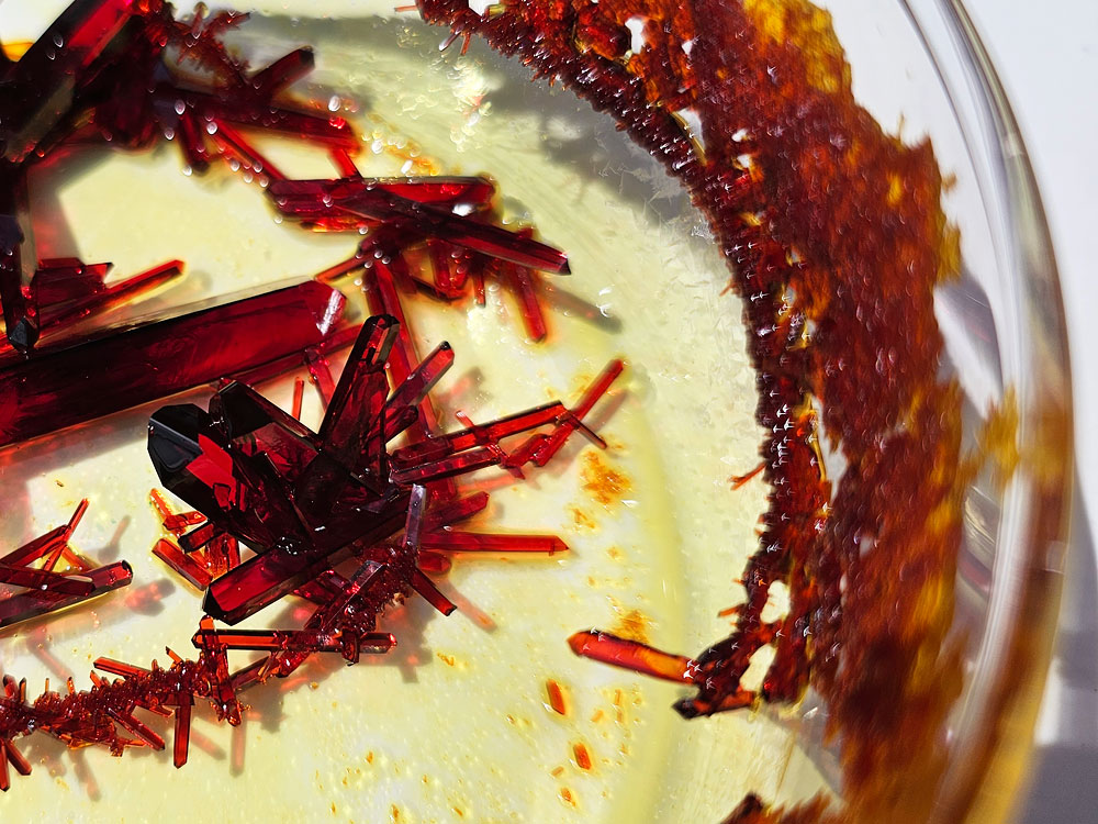 Small clusters of crystals have formed.