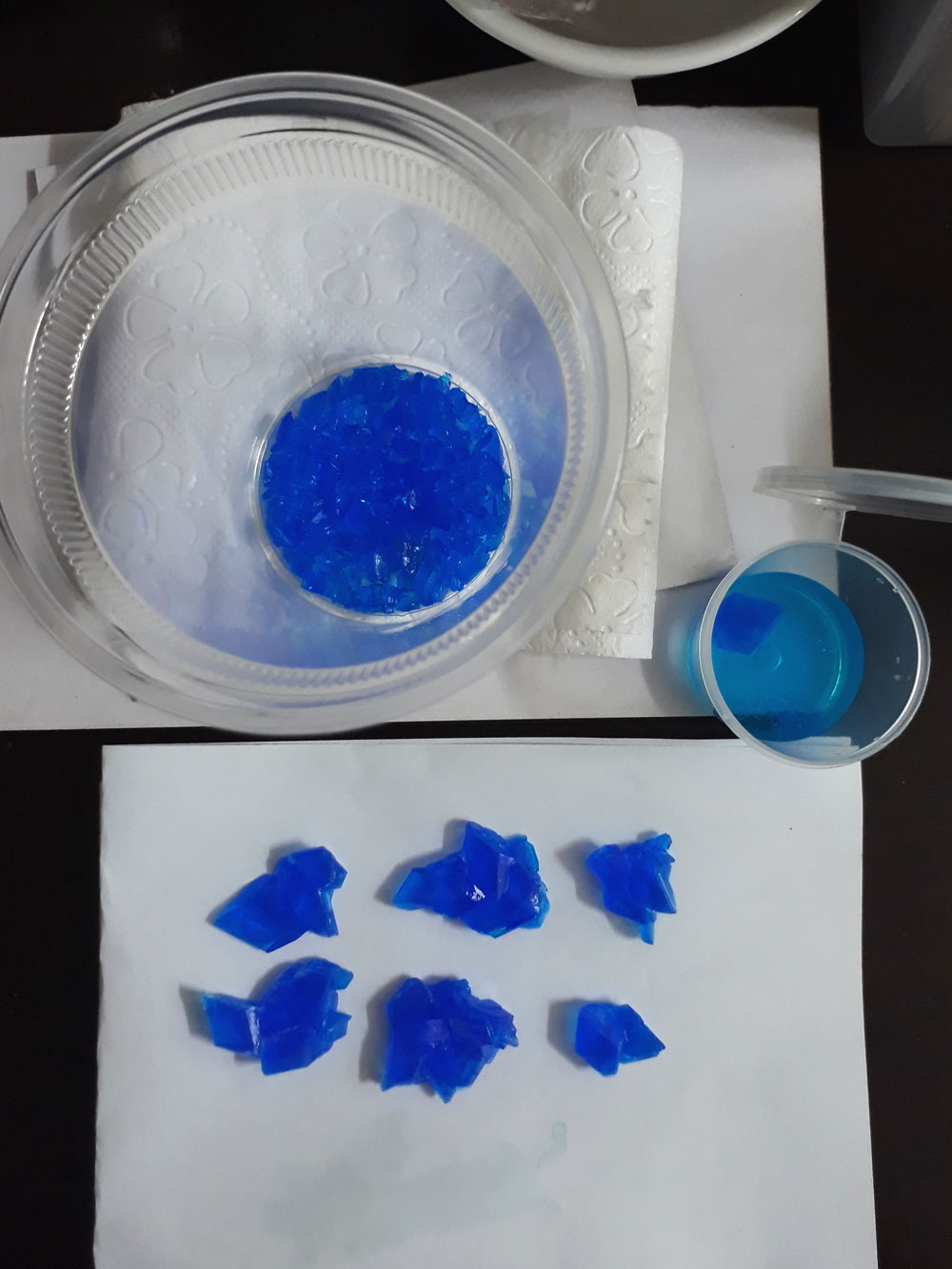 The first ever copper sulfate crystals I grew
