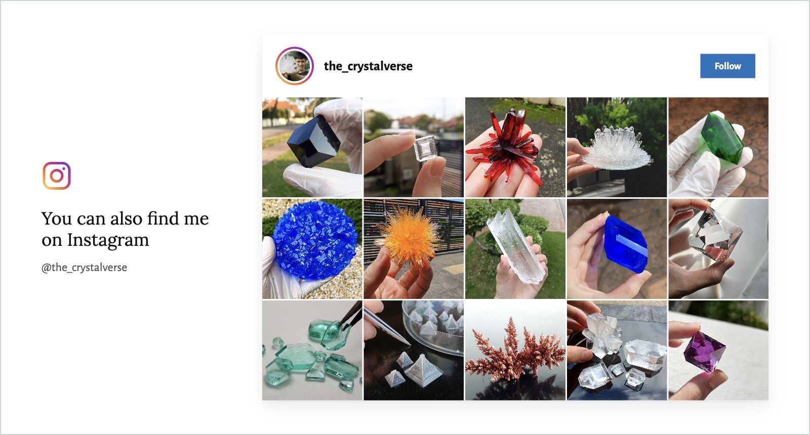 Find me on Instagram: @the_crystalverse